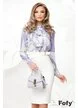 Bluza Fofy dama eleganta cu funda maxi imprimeu geometric tonuri de lila