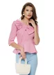 Bluză Fofy roz eleganta cu peplum si funda inserata