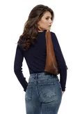 Body dama bleumarin din rayon premium cu decolteu generos si nasuri aurii picture - 2