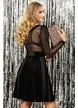 Body Fofy asimetric din tulle elastic transparent cu glitter auriu