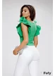 Body premium verde din bumbac cu aplicatii de cristale si cupe buretate