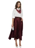 Camasa dama alba cu esarfa bordo cu buline picture - 2