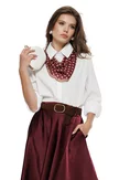 Camasa dama alba cu esarfa bordo cu buline picture - 1