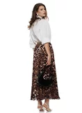 Camasa dama alba cu esarfa reglabila animal print cu margele decorative T picture - 3