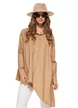 Camasa dama bej premium din bumbac cu croi modern asimetric