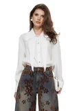 Camasa dama eleganta alba premium din modal cu doua gulere maxi picture - 1