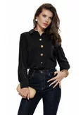 Camasa damă eleganta neagra cu nasturi bijuterie material fluid netransparent picture - 1