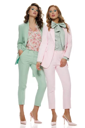 Camasa dama eleganta vernil pistachio butterfly din bumbac usor elastic cu esarfa innodata