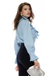 Camasa dama Fofy baby blue cu jabou nasturi bijuterie si siretel detasabil colorat