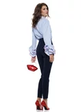 Camasa dama Fofy premium din bumbac cu volane elaborate si accente rosii picture - 4