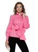 Camasa dama office Fofy din bumbac roz cu  funda supradimensionata in talie brosa decorativa la guler