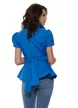Camasa Fofy albastru electric peplum  si cordon detasabil cu accesoriu metalic auriu