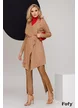 Cardigan dama premium tricotat bej cu guler sal si cordon