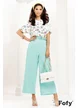 Compleu dama de vara premium cu pantalon turcoaz si bluza cu stelute de mare
