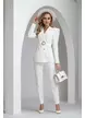 Compleu dama elegant alb cu catarama sacou cu pantalon
