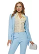Compleu dama elegant baby blue sacou cu revere si cordon pantalon conic