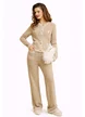 Compleu dama elegant bej premium gros cu contururi din bucle spicat