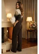 Compleu dama elegant maro din modal cu lana premium gros pantalon cu pulover degrade
