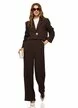 Compleu dama elegant maro sacou scurt cu revere si pantalon palazzo