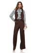 Compleu dama elegant maro vesta cu pantalon larg si curea picture - 2