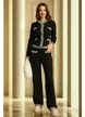 Compleu dama elegant negru premium gros cu contururi din bucle spicat