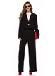 Compleu dama elegant negru sacou scurt cu revere si pantalon palazzo