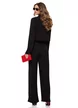 Compleu dama elegant negru sacou scurt cu revere si pantalon palazzo