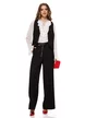 Compleu dama elegant negru vesta cu pantalon larg si curea