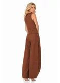 Compleu dama elegant teracota cu pantalon larg si bluza tunica cu brandemburguri picture - 2