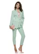 Compleu dama elegant verde menta sacou cu revere si cordon pantalon conic