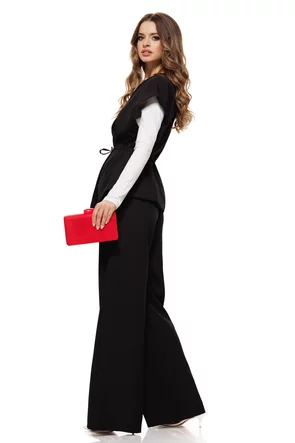 Compleu dama  negru cu pantalon drept si si vesta petrecuta