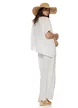 Compleu dama premium alb din in 100% supersoft bluza cu insertie de dantela