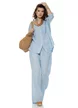 Compleu dama premium baby blue din in 100% camasa si pantalon