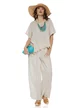 Compleu dama premium bej nature din in 100% supersoft bluza cu insertie de dantela