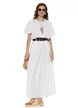 Compleu dama premium din bumbac alb supersoft bluza cu colier si pantalon larg cu centura