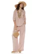 Compleu dama premium roz din in 100% camasa si pantalon