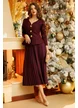 Compleu dama tricotat premium magenta jacheta cu peplum si capse bijuterie rochie plisata