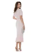 Compleu dama tricotat premium roz bluza cu funda satinata si fusta conica contururi dantela