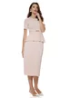Compleu dama tricotat premium roz bluza cu perle curea si fusta plisata midi