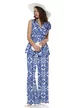 Compleu de vara imprimeu sicilian ceramic vesta cu cordon si pantalon cu pense