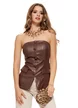 Corset mocca mouse piele ecologica cu cupe buretate si elastice de cambrare