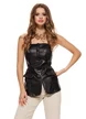 Corset negru piele ecologica cu cupe buretate si elastice de cambrare