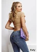 Crop top bej simplu elastic