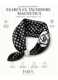 Eșarfă-Bijuterie cu Perlă Magnetică – Ivory & Black picture - 1
