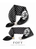 Eșarfă-Bijuterie cu Perlă Magnetică – Ivory & Black picture - 5