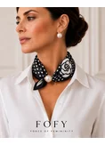 Eșarfă-Bijuterie cu Perlă Magnetică – Ivory & Black picture - 2