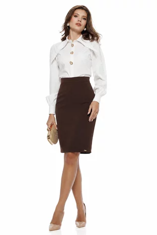 Fustă dama Fofy eleganta conica maro premium