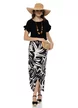 Fusta dama midi  petrecuta din vascoza premium safari print 2026 negru