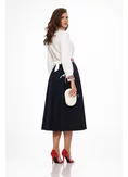 Fusta eleganta clos Fofy bleumarin midi cu buzunare laterale picture - 4