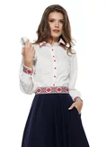 Fusta eleganta clos Fofy bleumarin midi cu buzunare laterale picture - 2
